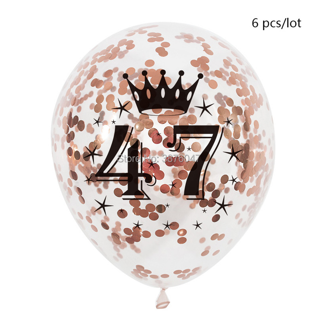 Partia 6 sztuk różowych, złotych i srebrnych balonów urodzinowych numer 45-49, dekoracje na 45., 46. i 48. rocznicę - Wianko - 19