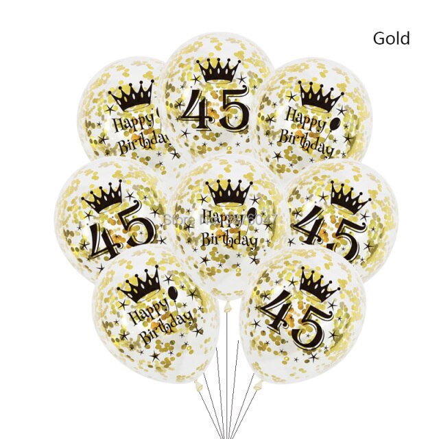Partia 6 sztuk różowych, złotych i srebrnych balonów urodzinowych numer 45-49, dekoracje na 45., 46. i 48. rocznicę - Wianko - 3