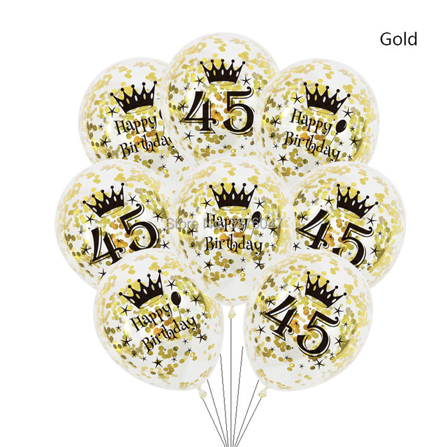 Partia 6 sztuk różowych, złotych i srebrnych balonów urodzinowych numer 45-49, dekoracje na 45., 46. i 48. rocznicę - Wianko - 14