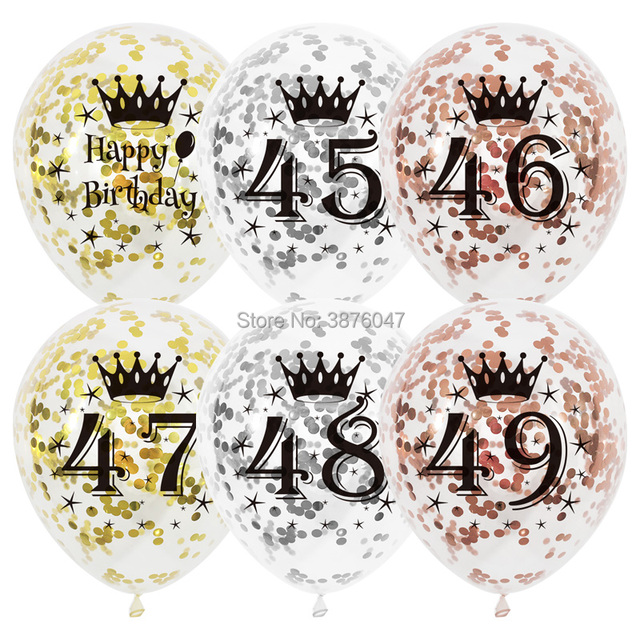 Partia 6 sztuk różowych, złotych i srebrnych balonów urodzinowych numer 45-49, dekoracje na 45., 46. i 48. rocznicę - Wianko - 12