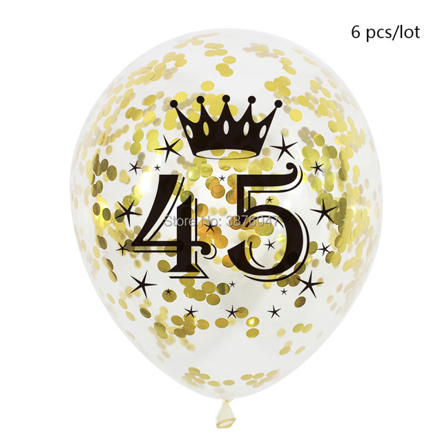 Partia 6 sztuk różowych, złotych i srebrnych balonów urodzinowych numer 45-49, dekoracje na 45., 46. i 48. rocznicę - Wianko - 17