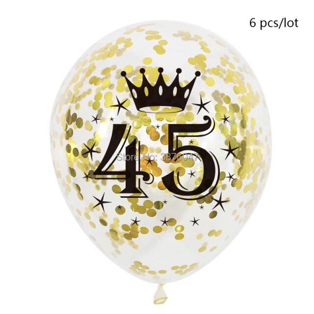 Partia 6 sztuk różowych, złotych i srebrnych balonów urodzinowych numer 45-49, dekoracje na 45., 46. i 48. rocznicę - Wianko - 6