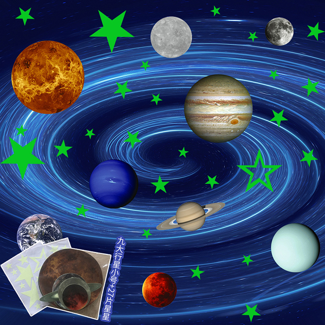 Naklejki ścienne: Dziewięć planet, świecące gwiazdy, meteoryty - dekoracje pokoju dziecięcego w stylu europejskim i amerykańskim - Wianko - 4