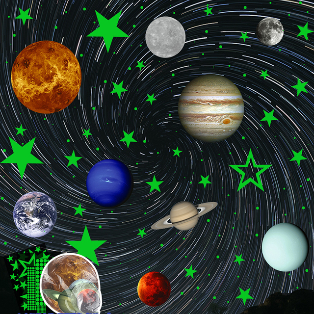 Naklejki ścienne: Dziewięć planet, świecące gwiazdy, meteoryty - dekoracje pokoju dziecięcego w stylu europejskim i amerykańskim - Wianko - 5