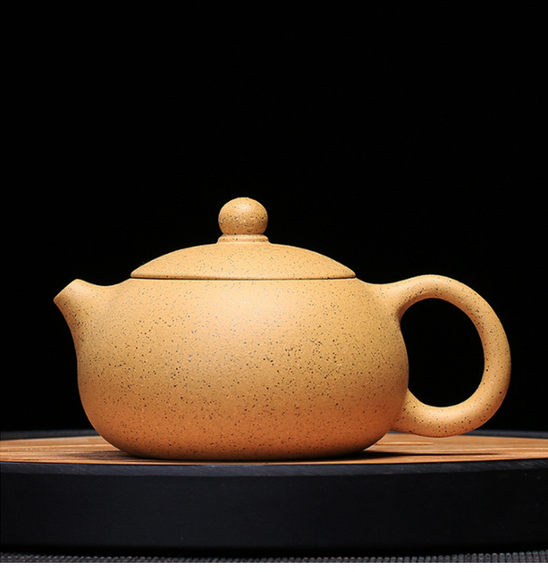 Czajniczek do herbaty Yixing Zisha płaski Xishi Pot 220cc - surowa żółta glina, ręcznie wykonany - Wianko - 2