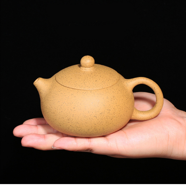 Czajniczek do herbaty Yixing Zisha płaski Xishi Pot 220cc - surowa żółta glina, ręcznie wykonany - Wianko - 3