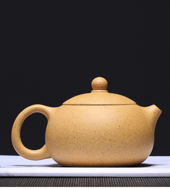 Czajniczek do herbaty Yixing Zisha płaski Xishi Pot 220cc - surowa żółta glina, ręcznie wykonany - Wianko - 11