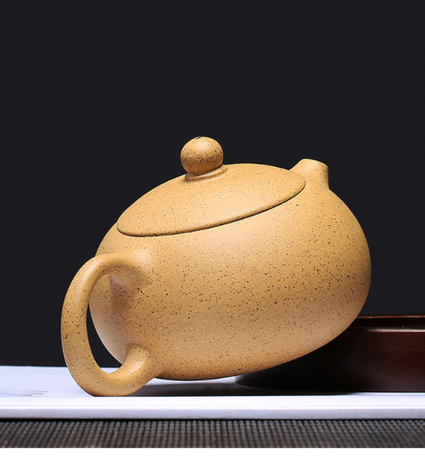 Czajniczek do herbaty Yixing Zisha płaski Xishi Pot 220cc - surowa żółta glina, ręcznie wykonany - Wianko - 13