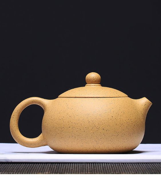 Czajniczek do herbaty Yixing Zisha płaski Xishi Pot 220cc - surowa żółta glina, ręcznie wykonany - Wianko - 4
