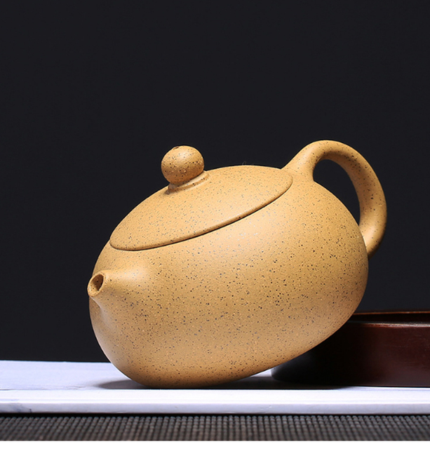 Czajniczek do herbaty Yixing Zisha płaski Xishi Pot 220cc - surowa żółta glina, ręcznie wykonany - Wianko - 12