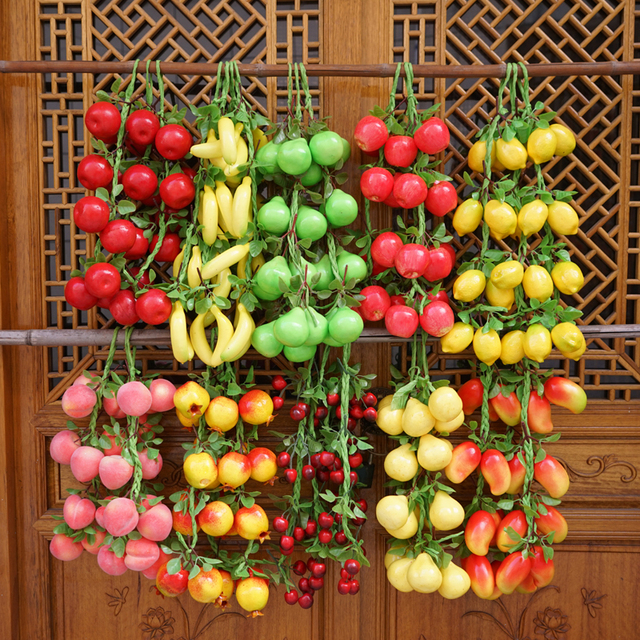 Sztuczne rośliny - Pęczek fałszywych warzyw ze sztucznymi chili i winoroślami - 50-70cm - Wianko - 8