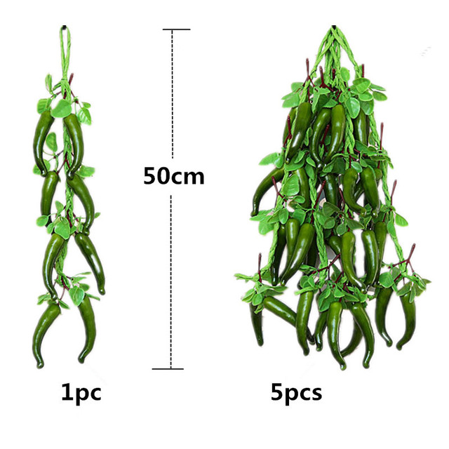 Sztuczne rośliny - Pęczek fałszywych warzyw ze sztucznymi chili i winoroślami - 50-70cm - Wianko - 19
