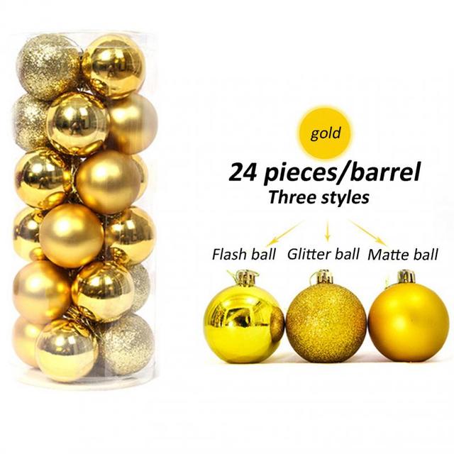 Zestaw 24 złoto-srebrnych plastikowych bombek ozdób 3/4/6cm do choinki - wiszące wisiorki piłki - noworoczna ozdoba Decoration Noel Prezent - Wianko - 7