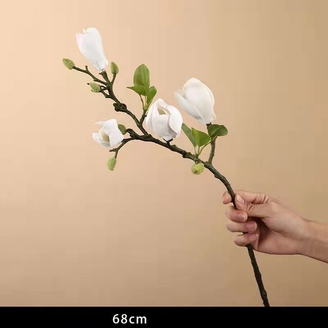 68cm sztuczny kwiat magnolii do kompozycji kwiatowej w salonie, dekoracji miejsca weselnego i ogrodu - Wianko - 4