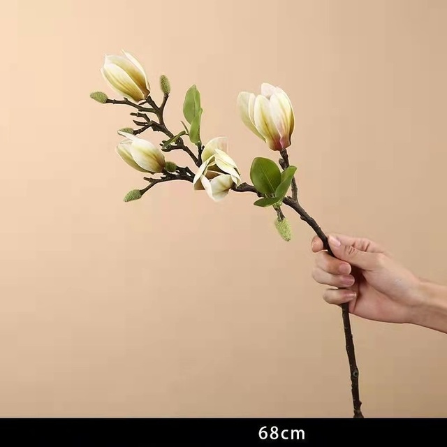 68cm sztuczny kwiat magnolii do kompozycji kwiatowej w salonie, dekoracji miejsca weselnego i ogrodu - Wianko - 1