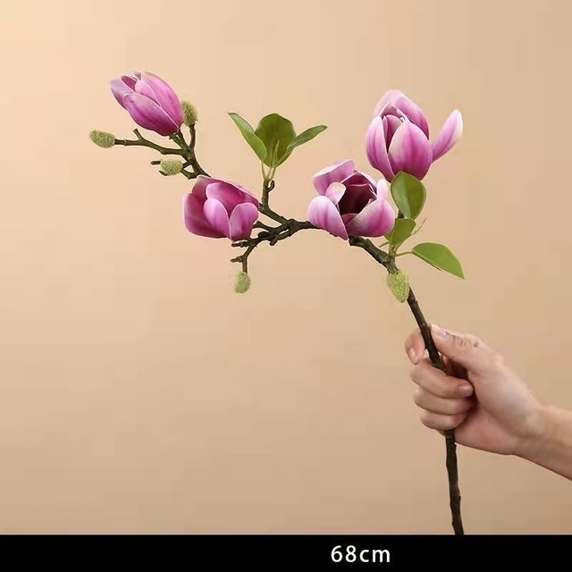 68cm sztuczny kwiat magnolii do kompozycji kwiatowej w salonie, dekoracji miejsca weselnego i ogrodu - Wianko - 2