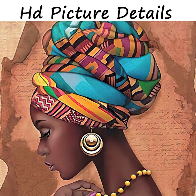 Nowoczesna afrykańska kobieta w perłowym naszyjniku - plakat i druk na płótnie, artystyczny portret malarstwa dla dekoracji domu i pokoju - Wianko - 6