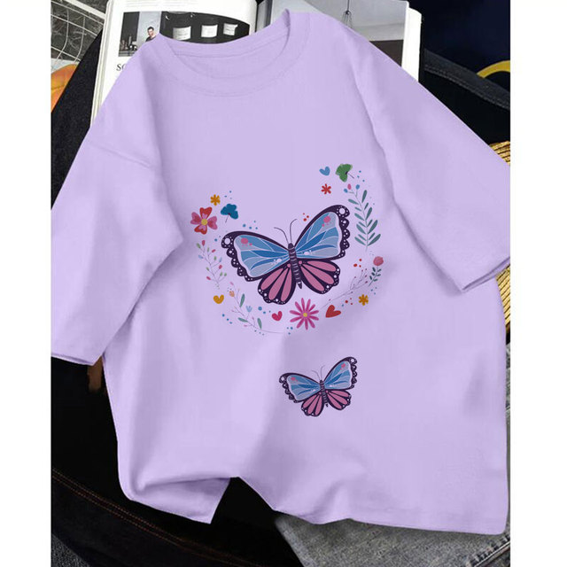 Nowa koszulka dziecięca z motywem roślin, kwiatów, motyli i alfabetu - lato 2021 - Wianko - 22