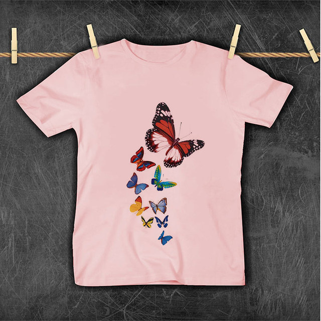 Nowa koszulka dziecięca z motywem roślin, kwiatów, motyli i alfabetu - lato 2021 - Wianko - 13