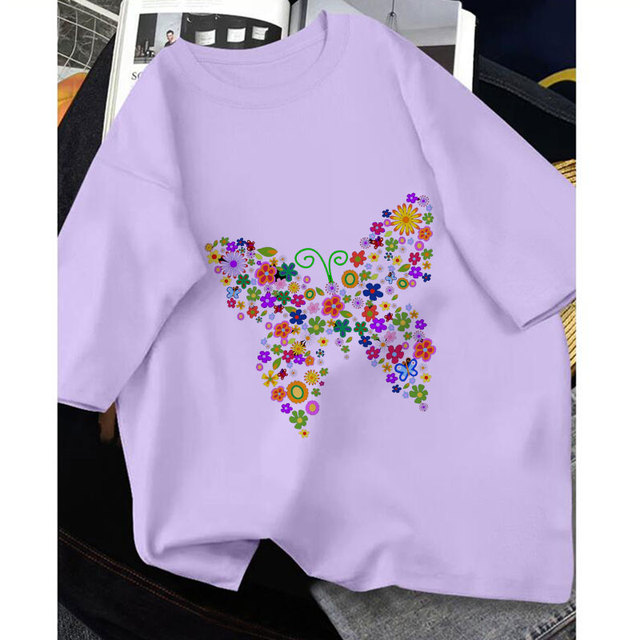 Nowa koszulka dziecięca z motywem roślin, kwiatów, motyli i alfabetu - lato 2021 - Wianko - 12