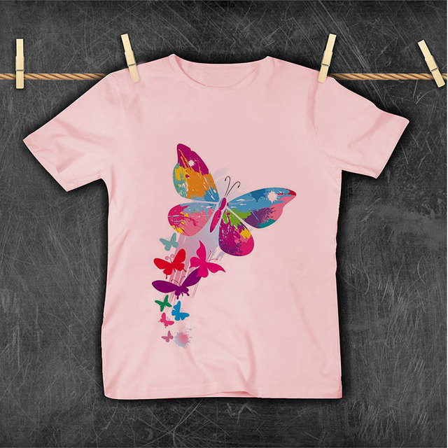 Nowa koszulka dziecięca z motywem roślin, kwiatów, motyli i alfabetu - lato 2021 - Wianko - 19