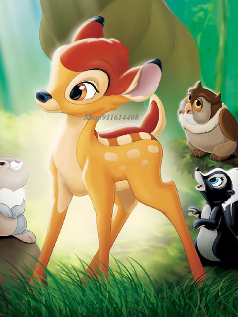 Obraz na płótnie Disney Classic Anime Fawn Bambi - Druk na ścianę dzieci - Salon - Dekoracja domowa - Wianko - 3