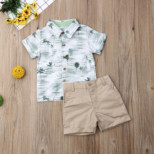 Dwuczęściowy zestaw ubranek dla chłopca - koszulka z krótkim rękawem i krótkie spodenki na lato - Wianko - 9