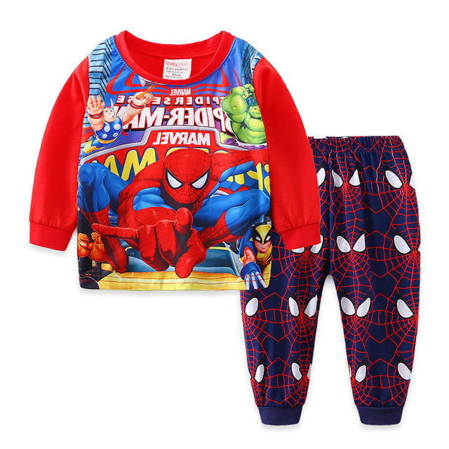 Zestaw dziecięcych piżam z długim rękawem - pająk superbohater Cartoon - Wianko - 3