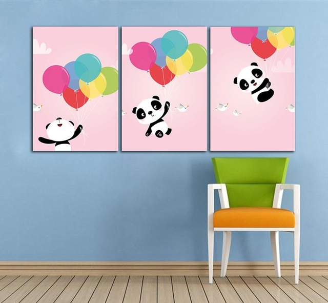 Urocza różowa Panda - dekoracja z balonów dla dzieci, plakaty artystyczne na płótnie do pokoju dziecięcego - Wianko - 5