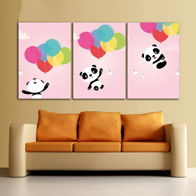 Urocza różowa Panda - dekoracja z balonów dla dzieci, plakaty artystyczne na płótnie do pokoju dziecięcego - Wianko - 4