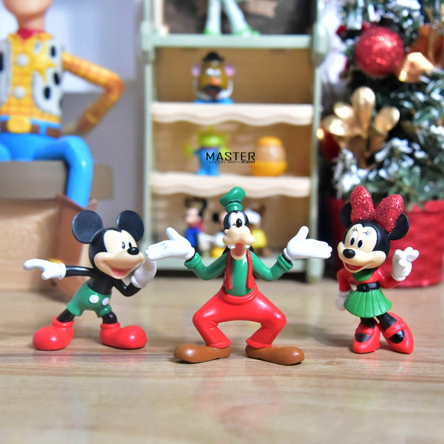 Figurki akcji Disney - partia 12 sztuk, luzem, Mickey, Minnie, Goofy - 5-6CM, model ręcznie robionej dekoracji, zabawki cartoon doll - Wianko - 1