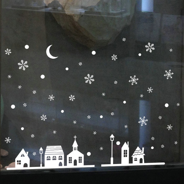 Naklejki ścienne świąteczne w kształcie płatka śniegu na dekoracje noworoczne 2022 - Wianko - 2