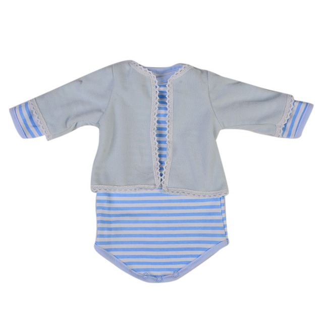 Ubrania dla lalki Reborn 23 cali - biały niebieski pasek chłopiec - Wianko - 2