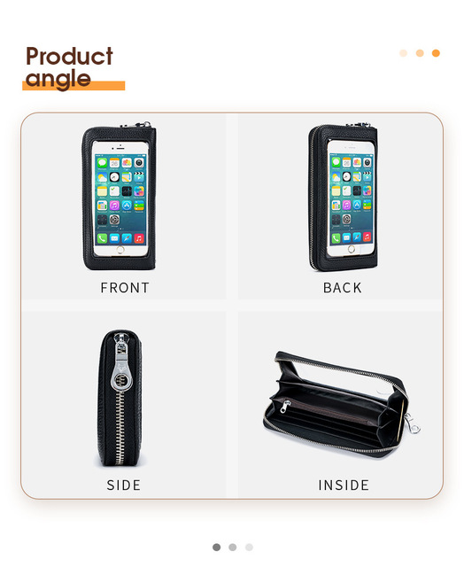 Nowy, skórzany portfel damska torba - torba na telefon komórkowy, ekran dotykowy, antykradzieżowa, przezroczysty woreczek mini - Wianko - 8