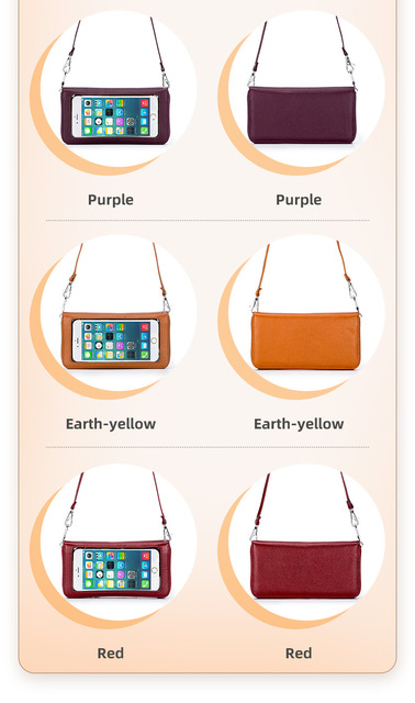 Nowy, skórzany portfel damska torba - torba na telefon komórkowy, ekran dotykowy, antykradzieżowa, przezroczysty woreczek mini - Wianko - 3