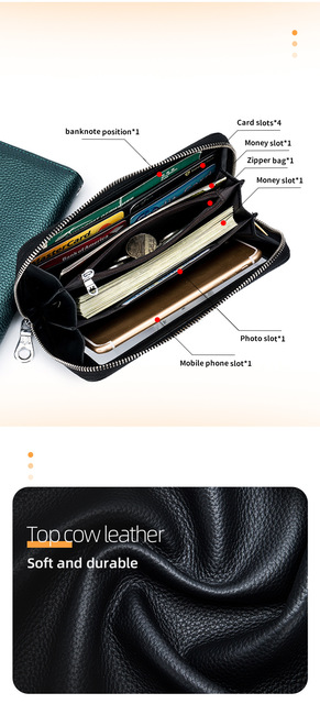 Nowy, skórzany portfel damska torba - torba na telefon komórkowy, ekran dotykowy, antykradzieżowa, przezroczysty woreczek mini - Wianko - 6