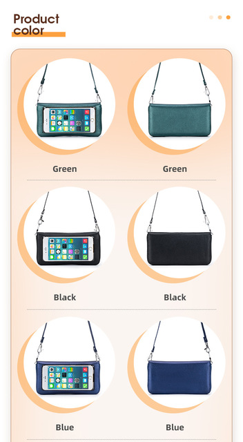 Nowy, skórzany portfel damska torba - torba na telefon komórkowy, ekran dotykowy, antykradzieżowa, przezroczysty woreczek mini - Wianko - 2