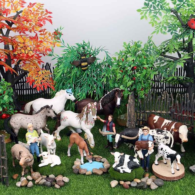 Figurka edukacyjna zwierzęta gospodarskie Alpaca krowa koń owca koza - miniaturowa zabawka dla dziecka - Wianko - 12