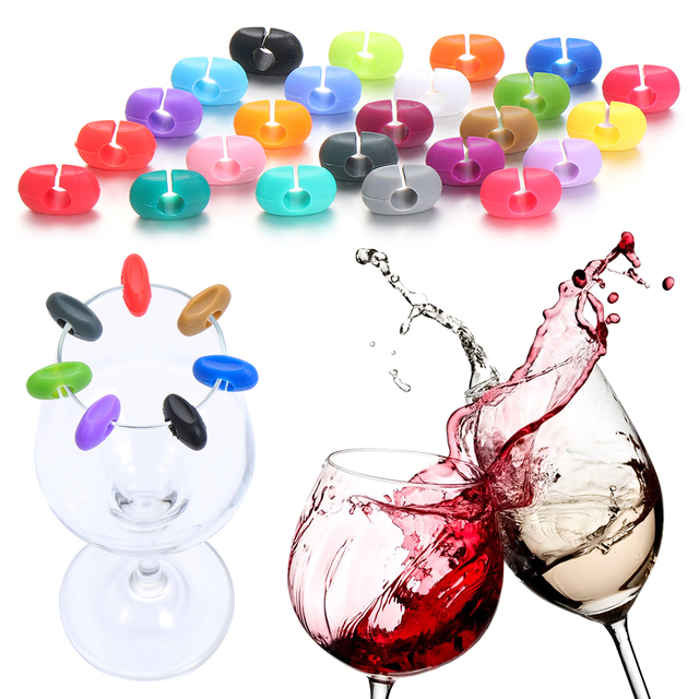 Lampka do czerwonego wina z markami kolorowymi z silikonu - identyfikacja szklanek na przyjęciach domowych i w barze - Wianko - 9