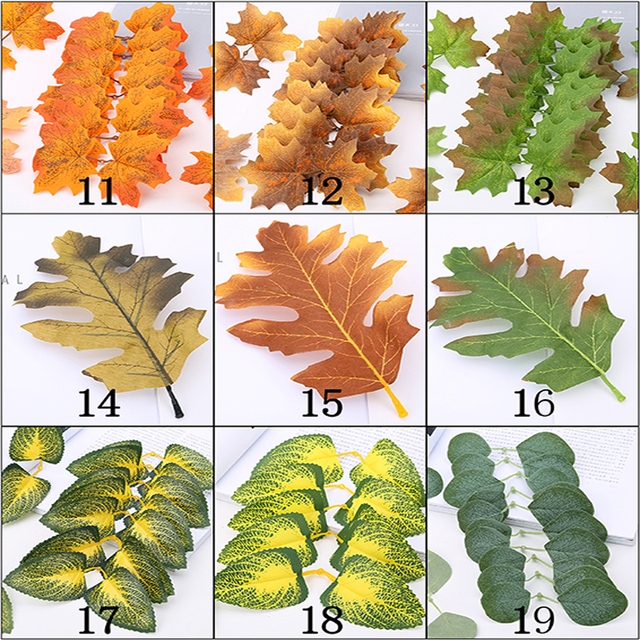 10 sztuk sztucznych liści klonu do jesiennych dekoracji - Wianko - 14