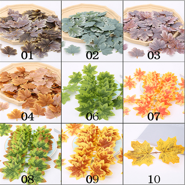 10 sztuk sztucznych liści klonu do jesiennych dekoracji - Wianko - 13