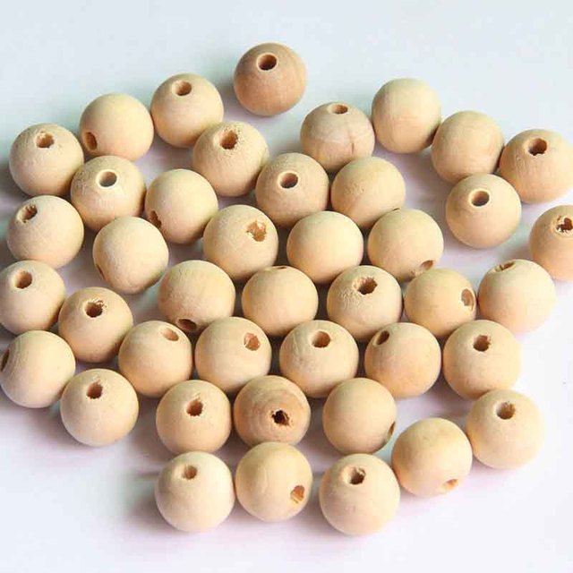 100 sztuk ekologicznych drewnianych koralików DIY Natural Ball Perle en Bois - Wianko - 1