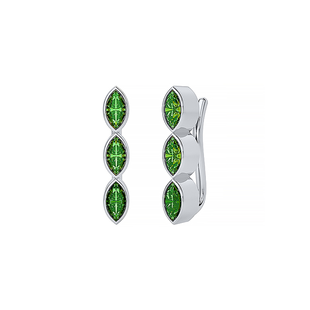 Srebrne kolczyki BOAKO 925 z zielonym kryształem / kryształem CZ dla kobiet - Wianko - 13