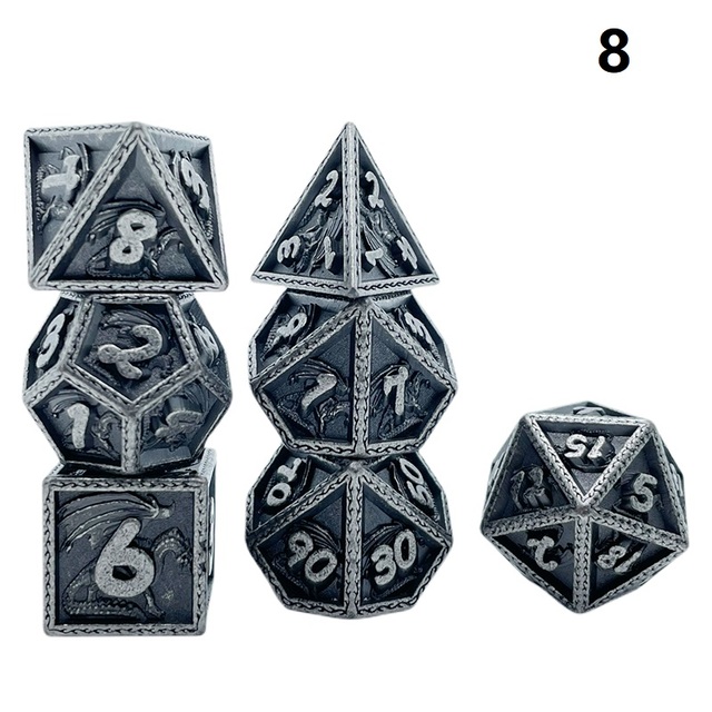 Metalowy zestaw kości Dnd do gry w rolę RPG - kości wielościenne D4 D6 D8 D10 D12 D20 - Wianko - 9