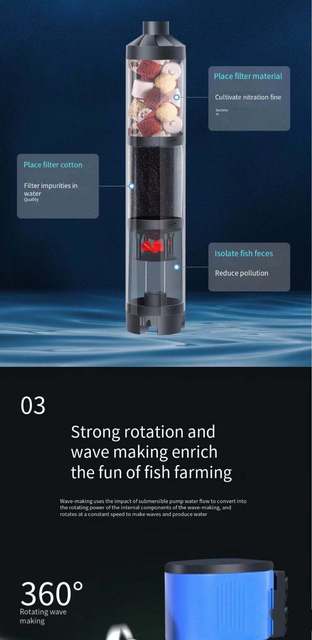 Pompa filtrująca do akwarium 6 w 1 - 15W/25W/35W, niska ssąca moc, tlenowa i falowa - Wianko - 4