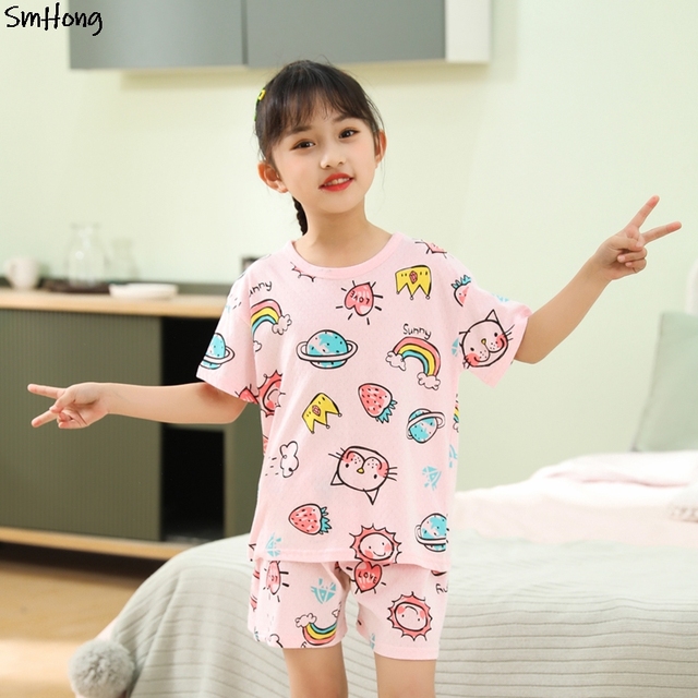 Letnia bawełniana piżama dziewczynek z motywem jednorożca dla dzieci, 2-11 lat - Wianko - 43