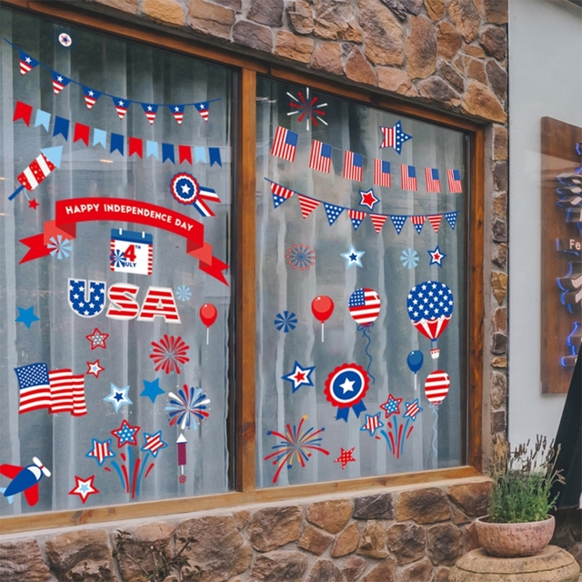 Naklejki statyczne z motywem trznadli flagi na okno i drzwi - 9 arkuszy, idealne do dekoracji wnętrz domowych i biurowych - Wianko - 5