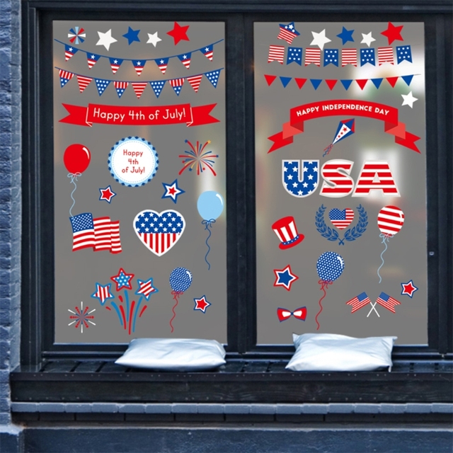 Naklejki statyczne z motywem trznadli flagi na okno i drzwi - 9 arkuszy, idealne do dekoracji wnętrz domowych i biurowych - Wianko - 4