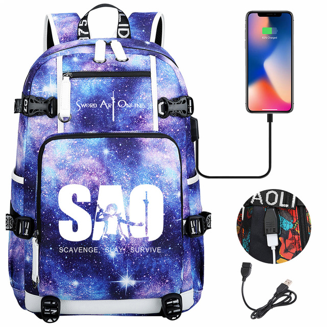 Plecak SAO USB Nowości Duża Pojemność dla Nastolatków, Studentów i Pracowników z Laptopem - Dla Chłopców i Dziewcząt - Wianko - 10