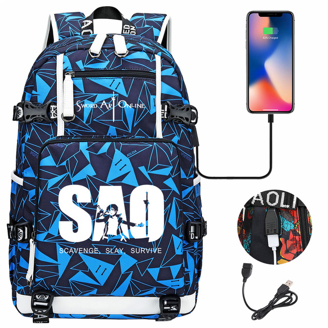 Plecak SAO USB Nowości Duża Pojemność dla Nastolatków, Studentów i Pracowników z Laptopem - Dla Chłopców i Dziewcząt - Wianko - 8